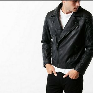 EXPRESS® Men's Premium Vegan Leather Moto Jacket -